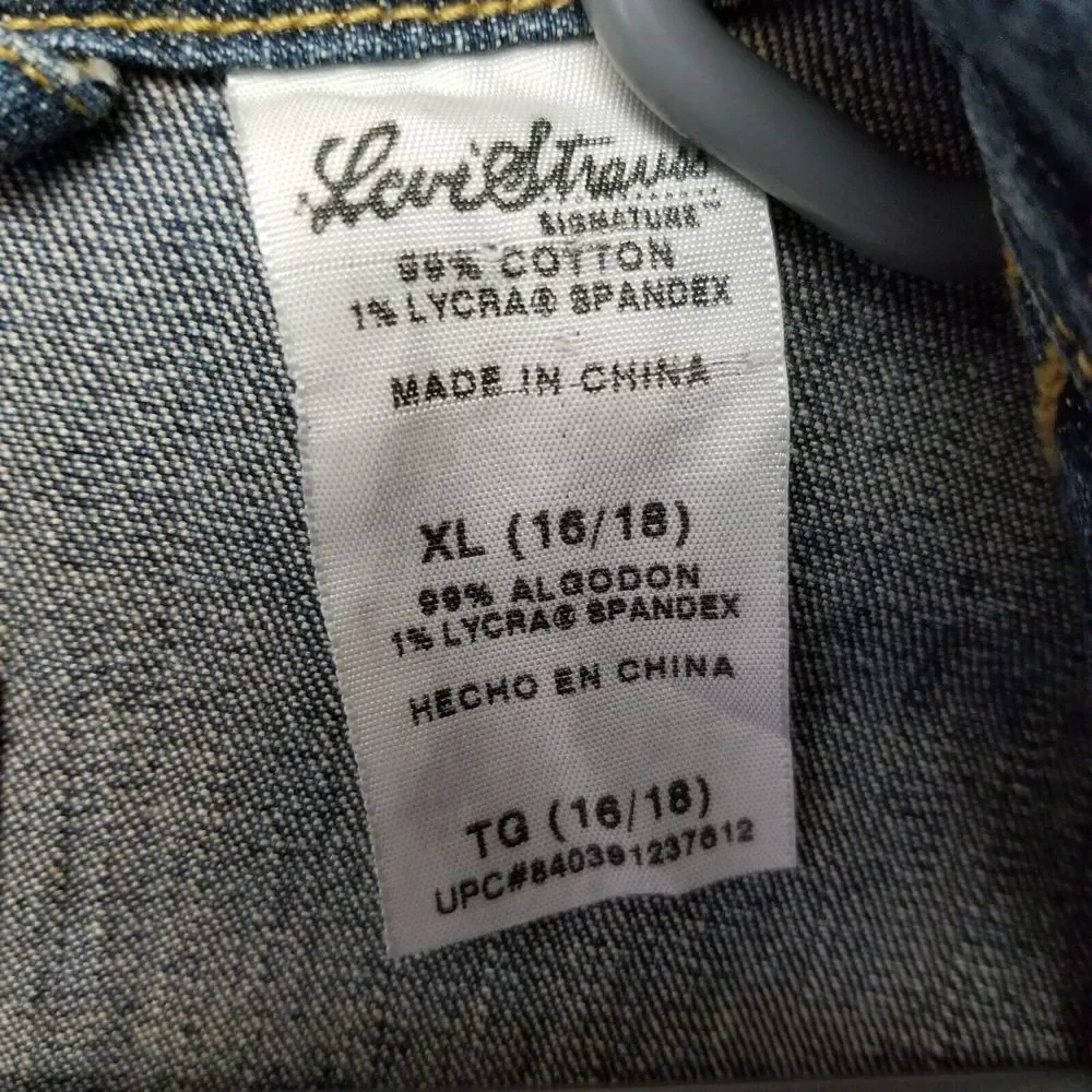 LEVI'S TRUCKER Button-Up Denim Blue Jacket - Youth‎ Size XL 16/18 With Stretch
